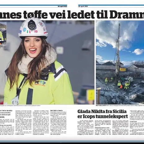 Pagina di giornale con titoli su costruzioni e lavoro industriale, Giada Nikita Toscano.