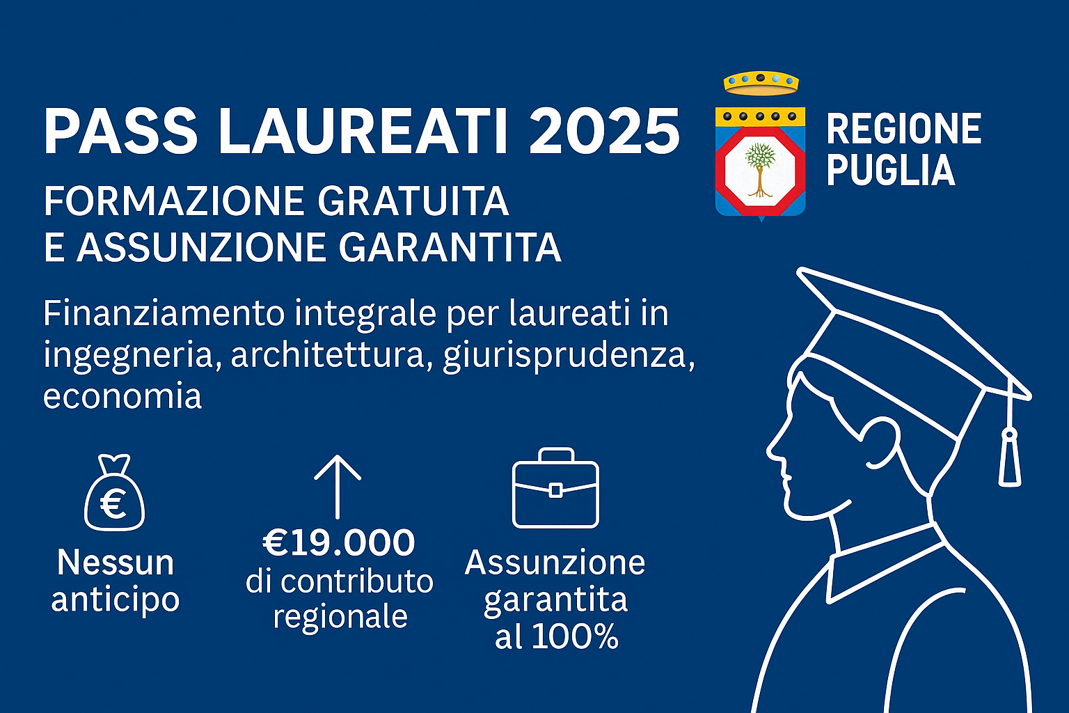 Pass Laureati 2025 – master finanziati per laureati pugliesi con assunzione garantita (fonte: Dirextra)