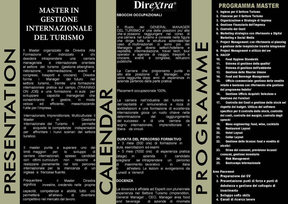 Master in Gestione Internazionale del Turismo. Prossima Ed Bruxelles 26.09.2026