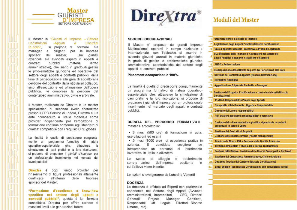 Master Giuristi d'impresa Settore Appalti Pubblici.Prossima Ed Bruxelles 26.09.2026