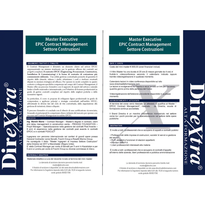 Master Executive in Epcic Contract Management Corso Appalti