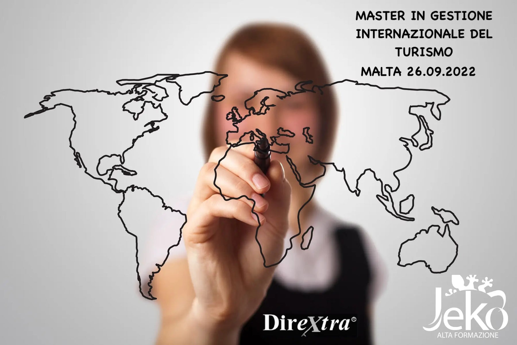 Mappa del mondo disegnata, simbolo del Master Turismo e voucher formazione Puglia.