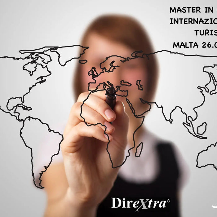 Mappa del mondo disegnata, simbolo del Master Turismo e voucher formazione Puglia.