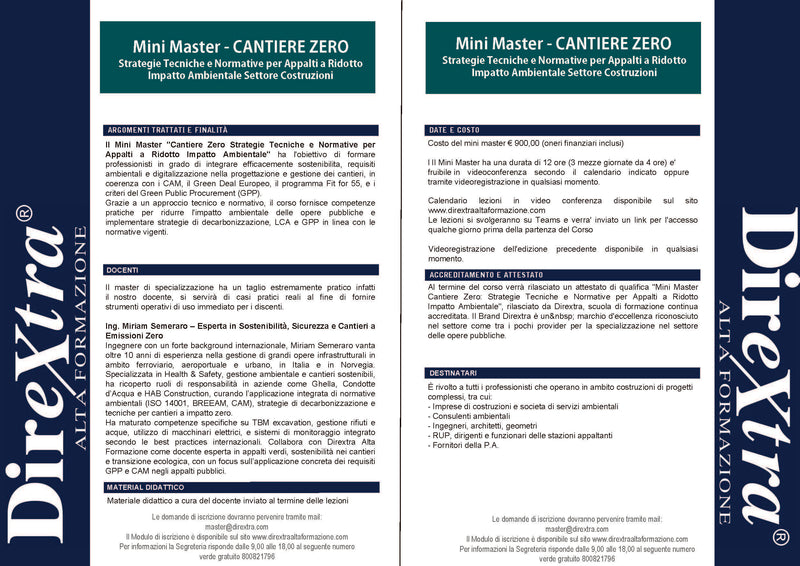 Corso Green Public Procurement e Cantieri a Emissioni Zero