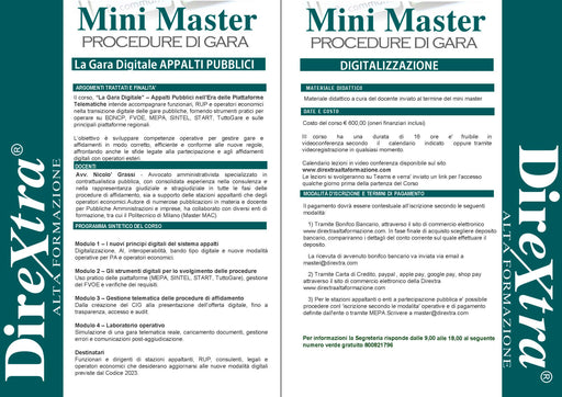 Corso Dirextra “La Gara Digitale” su appalti pubblici telematici e piattaforme MEPA SINTEL FVOE