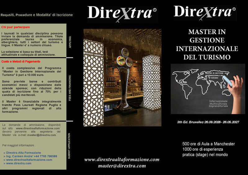 Master in Gestione Internazionale del Turismo. Prossima Ed Bruxelles 26.09.2026