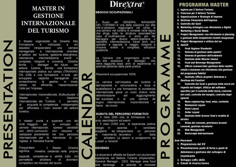 Master in Gestione Internazionale del Turismo. Prossima Ed Bruxelles 26.09.2026