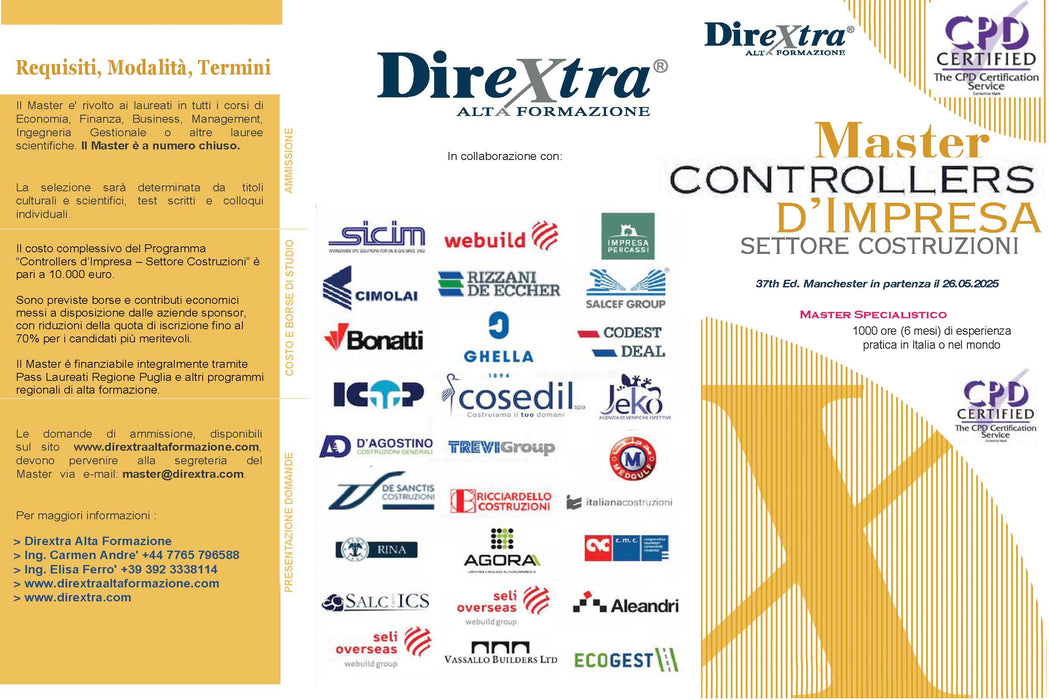 Master in Controllo di Gestione e Project Control. Prossima Ed Bruxelles 26.09.2026