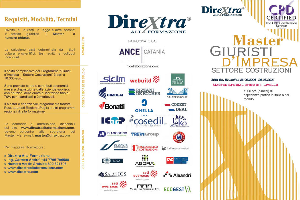 Master Giuristi d'impresa Settore Appalti Pubblici.Prossima Ed Bruxelles 26.09.2026