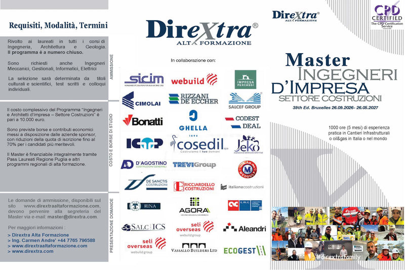 Master Ingegneri e Architetti di impresa Settore Costruzioni e Oil&Gas. Prossima Ed Bruxelles 26.09.2026