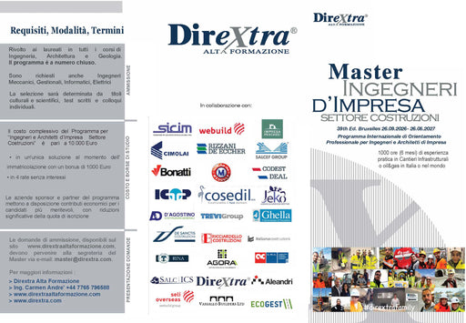 Copertina Brochure Programma per ingegneri 39th Edizione Bruxelles -Dirextra