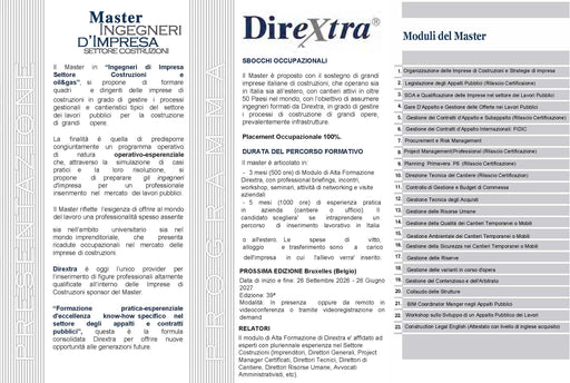 Seconda Pagina Brochure Programma per ingegneri 39th Edizione Bruxelles -Dirextra