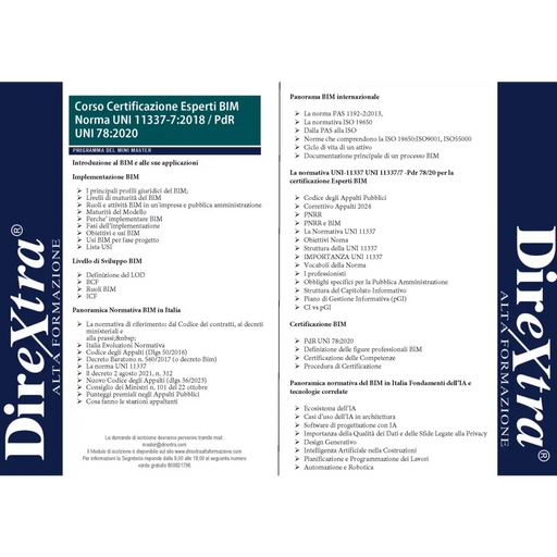 Corso Mantenimento Certificazione Esperti Bim Norma Uni 11337-7:2018 / Pdr 78:2020 (8 Ore).