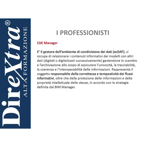 Descrizione del lavoro per CDE Manager nel contesto della certificazione BIM