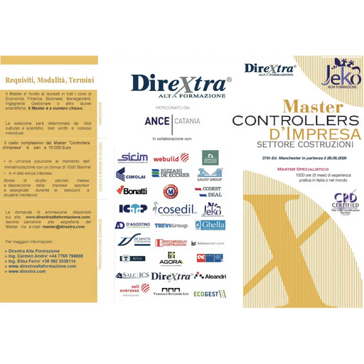 Volantino promozionale per Master Controllers D’Impresa con loghi e dettagli evento