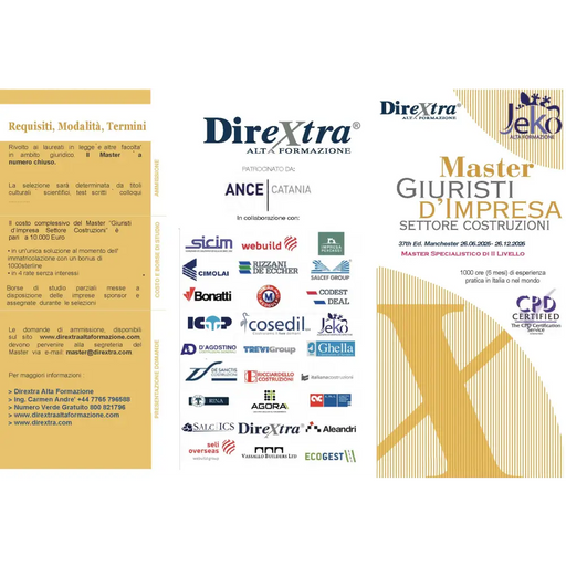 Flyer del Master Giuristi d’Impresa Settore Appalti Pubblici, Edizione 26.04.2025